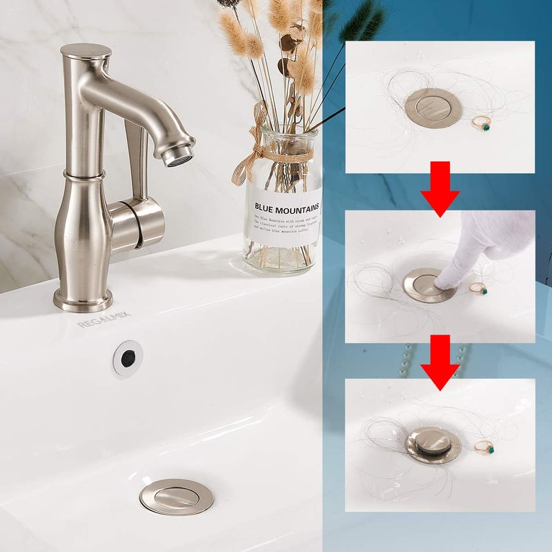 REGALMIX Oil Rubbed Bronze Pop UP Drain, Bathroom Vessel Lavatory Vanity Faucet Sink Drain Stopper, Fits American Drain Hole(1-1/2" to 1-3/4"),Built-In Anti-Clogging Strainer, with Overflow R085K-ORBâ€¦ - Image 3